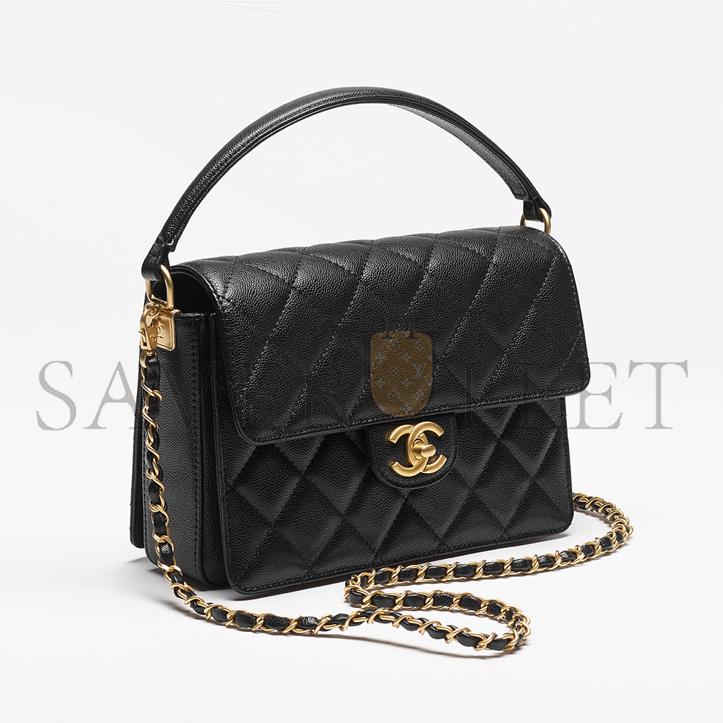 Ch*el master small flap bag with top handle as5166 (19*14*4.5cm)